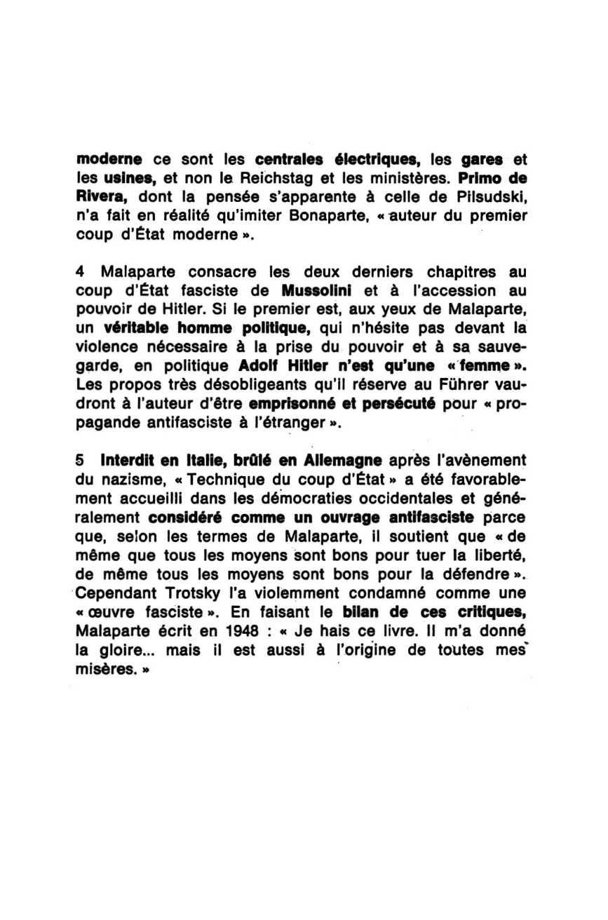 Prévisualisation du document Technique  du coup d'Etat de Malaparte (Curzio) - Fiche de lecture