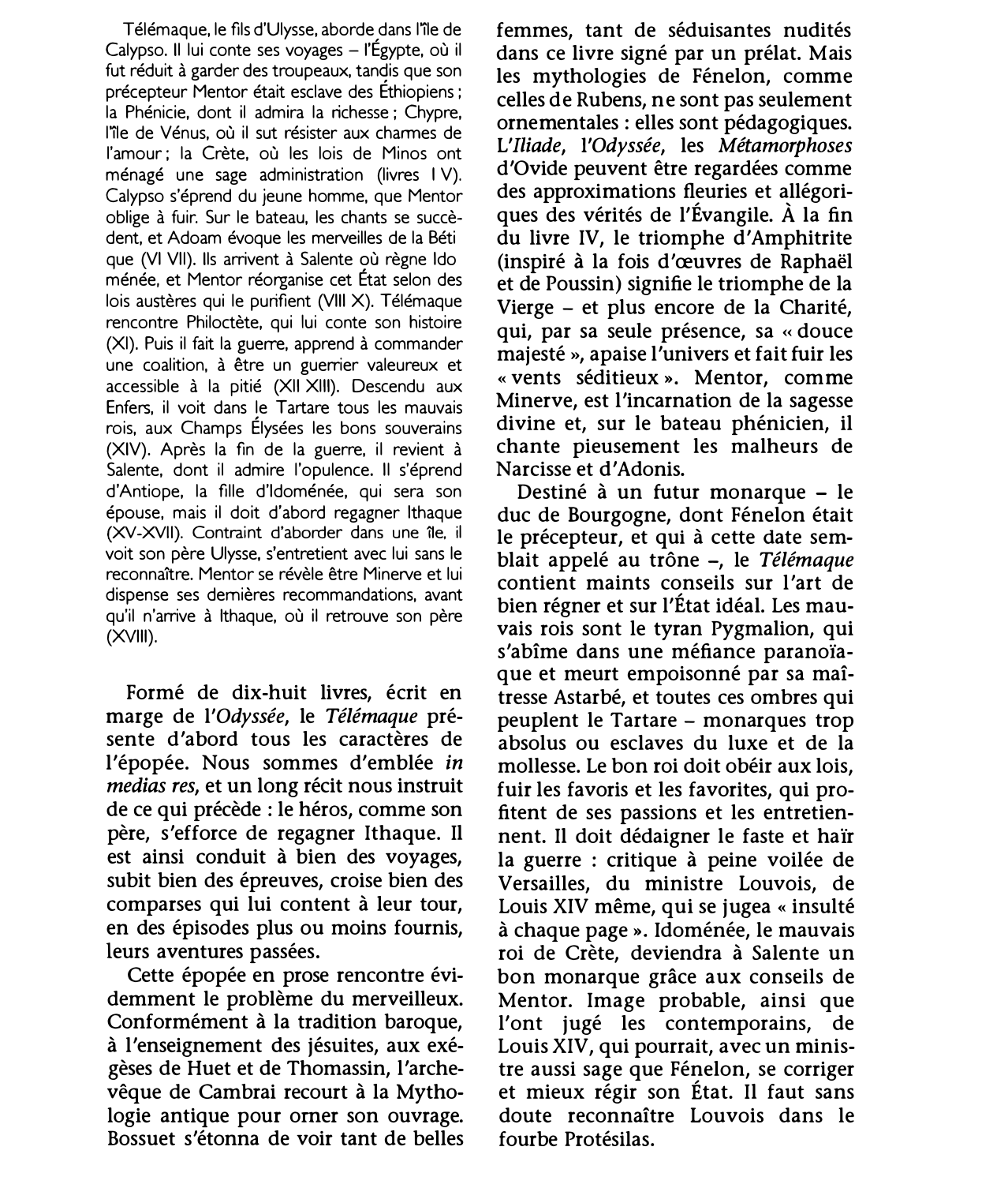 Prévisualisation du document TÉLÉMAQUE. Roman de François de Salignac de La Mothe Fénelon (résumé de l'oeuvre & analyse détaillée)