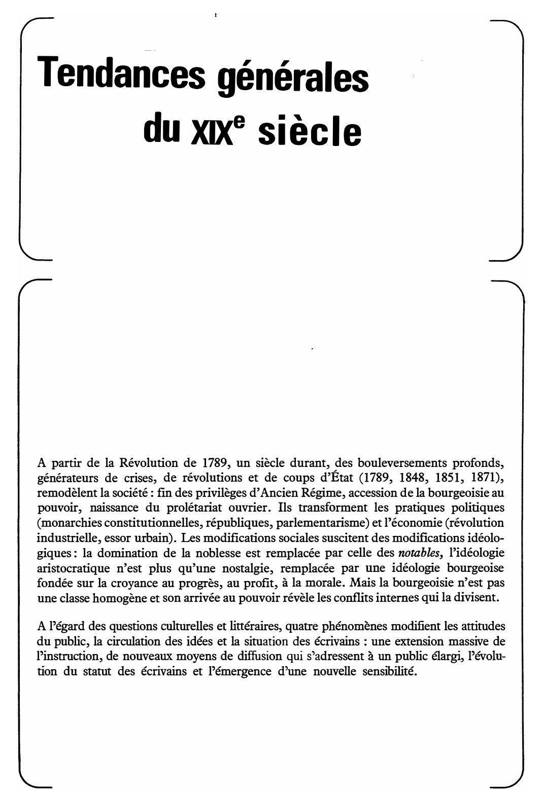 Prévisualisation du document Tendances générales du XIXe siècle