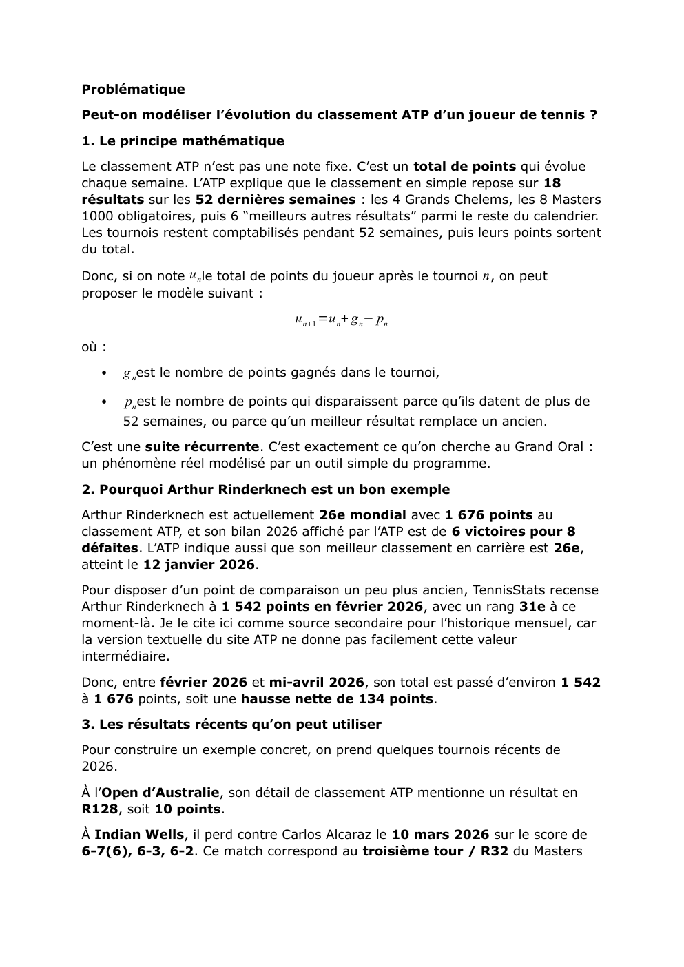 Prévisualisation du document tennis et fonctions: Peut-on modéliser l’évolution du classement ATP d’un joueur de tennis ?