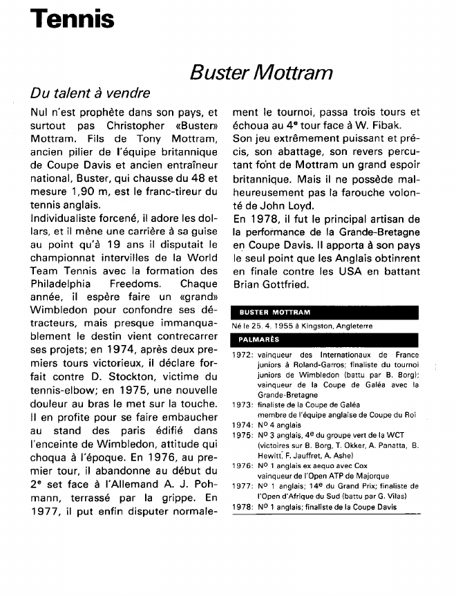 Prévisualisation du document Tennis:Buster Mottram (sports).