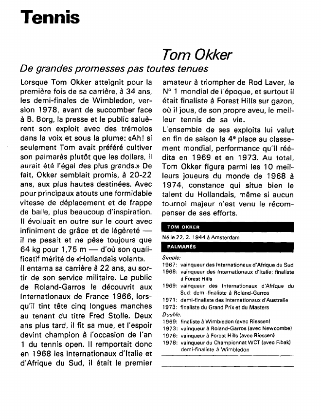 Prévisualisation du document Tennis:Tom Okker (sports).