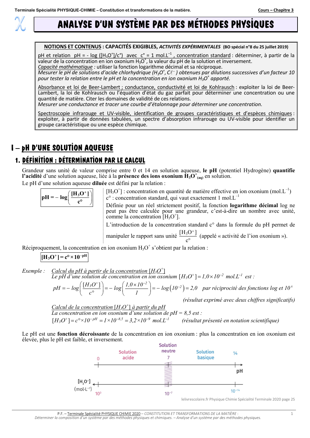 Prévisualisation du document Terminale Spécialité PHYSIQUE-CHIMIE – Constitution et transformations de la matière.