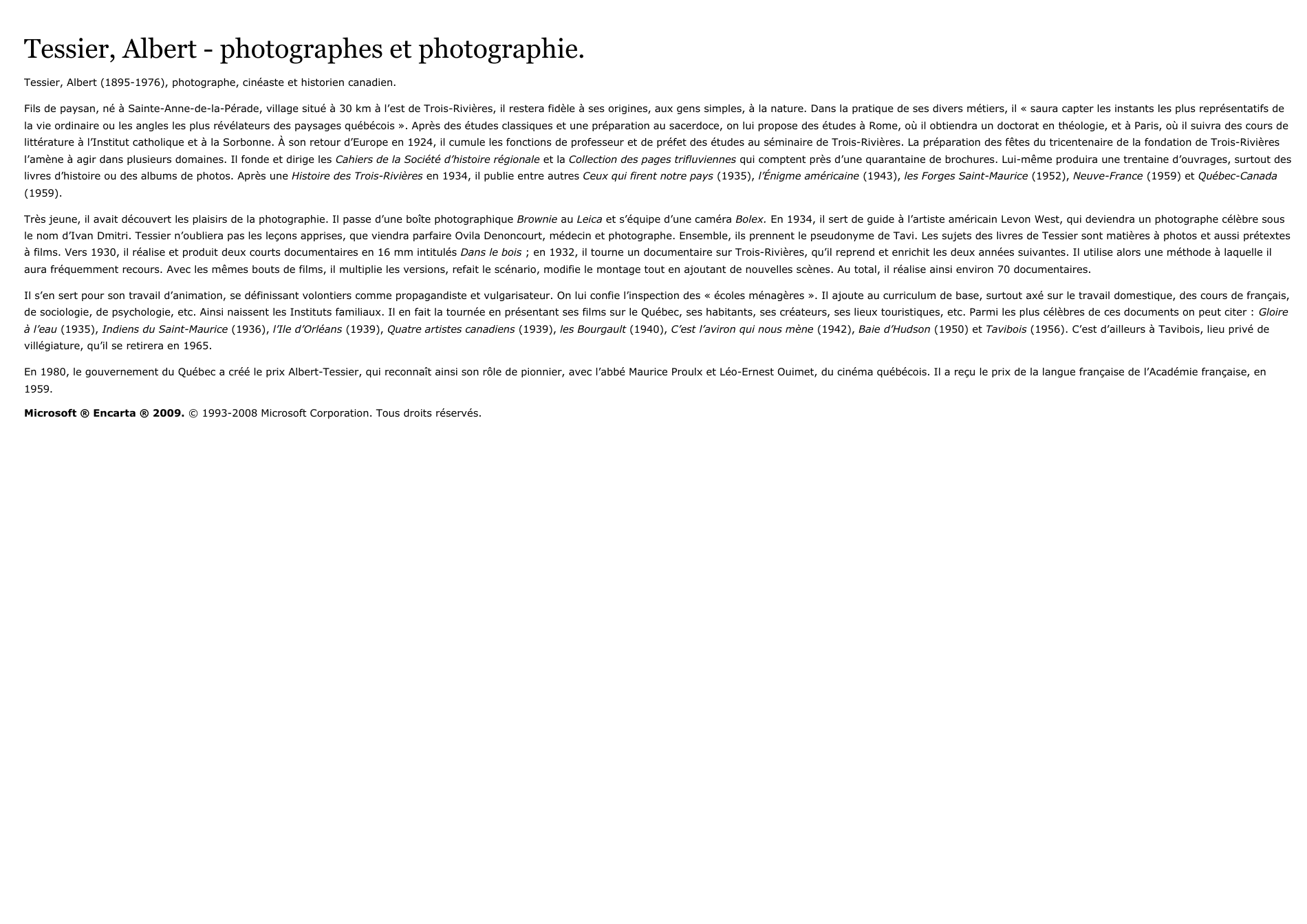 Prévisualisation du document Tessier, Albert - photographes et photographie.