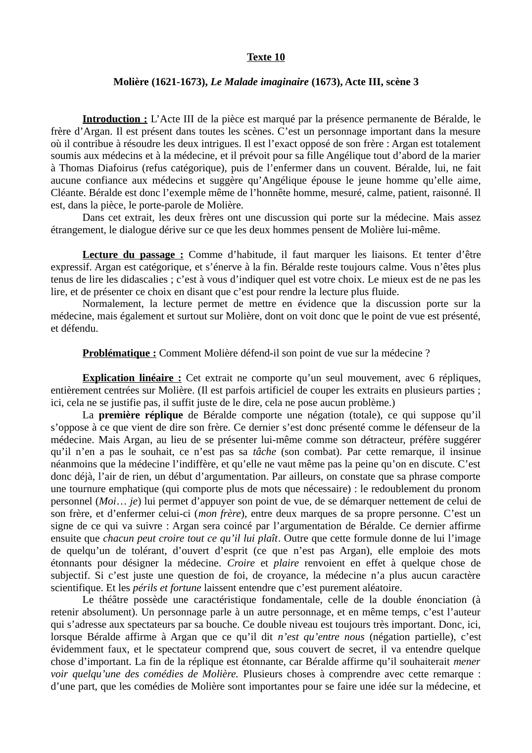 Prévisualisation du document Texte 10 Molière (1621-1673), Le Malade imaginaire (1673), Acte III, scène 3