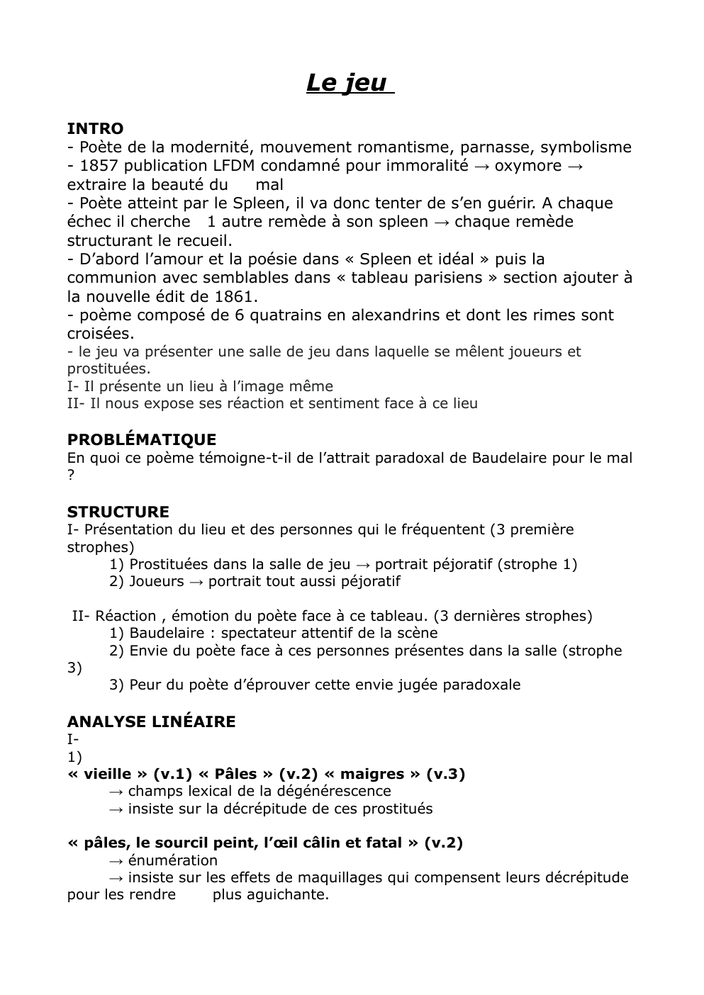 Prévisualisation du document Texte bac de Français (le jeu de Baudelaire)