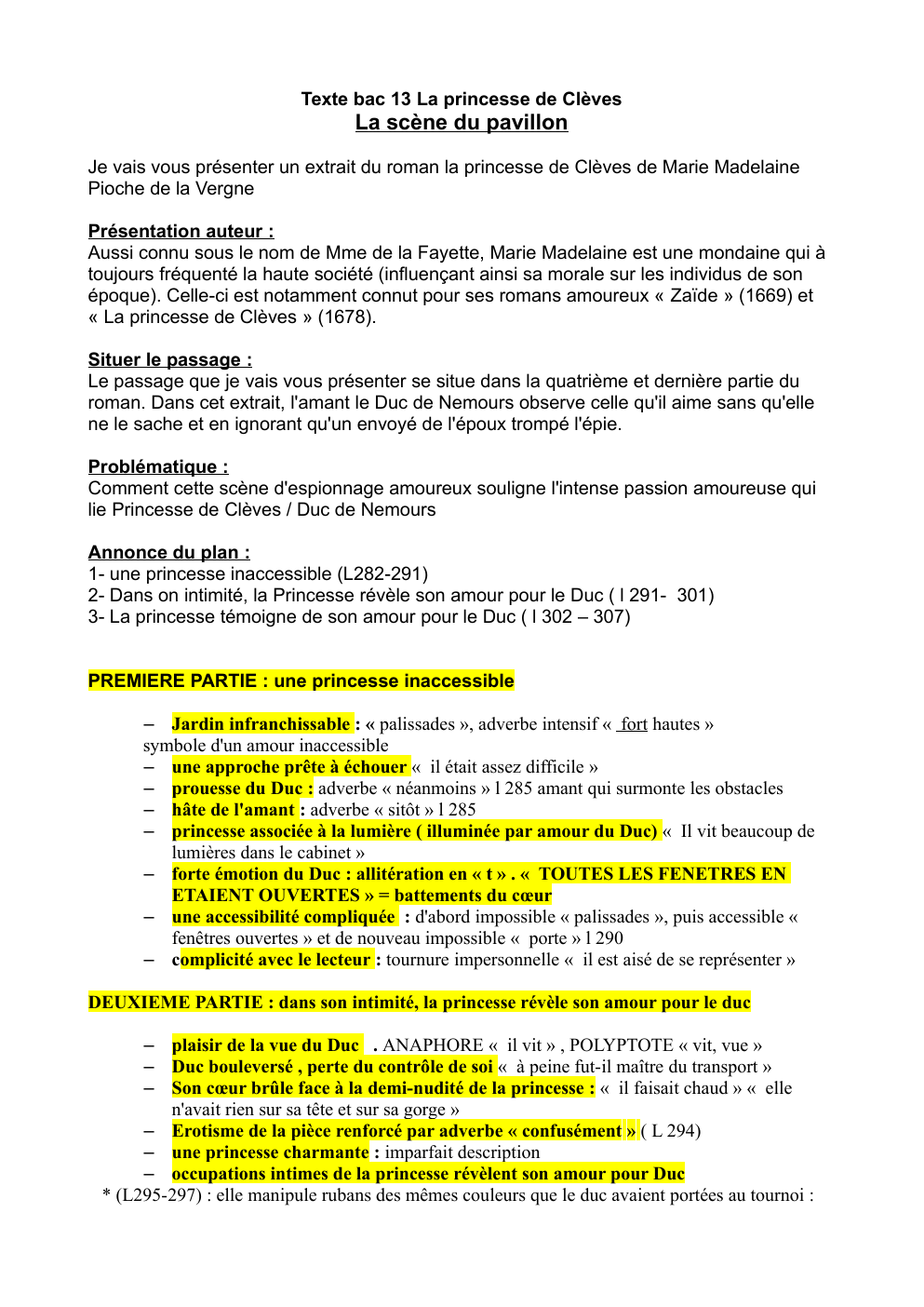 Prévisualisation du document Texte Bac Princesse de Clèves Scène du pavillon