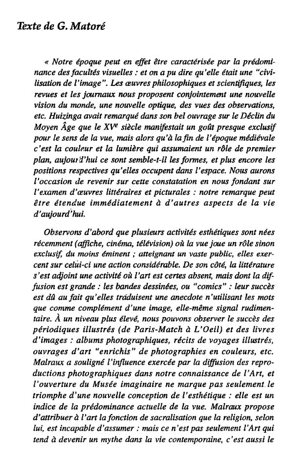 Prévisualisation du document Texte commenté de G. Matoré