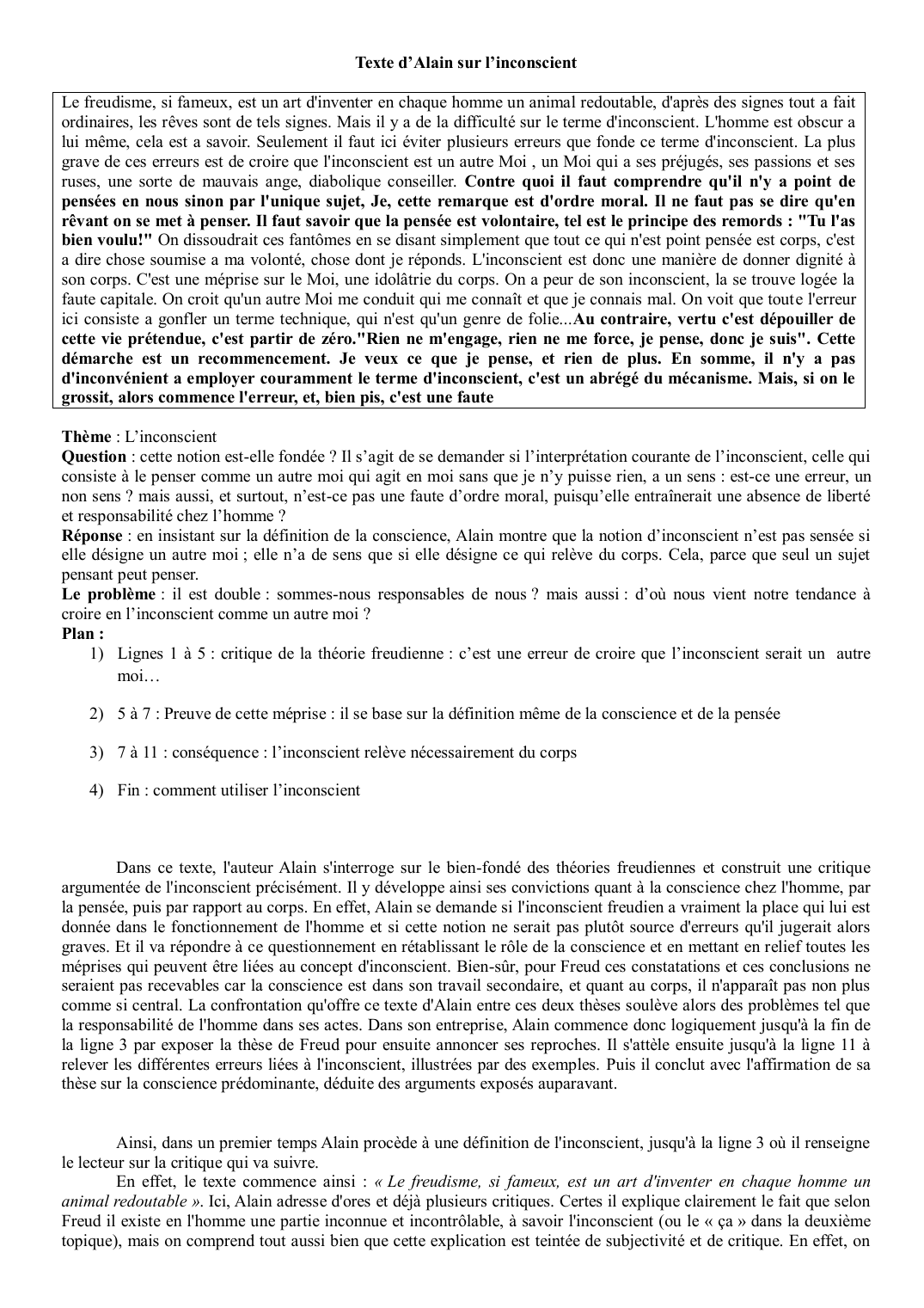 Prévisualisation du document Texte d’Alain sur l’inconscient: Le freudisme