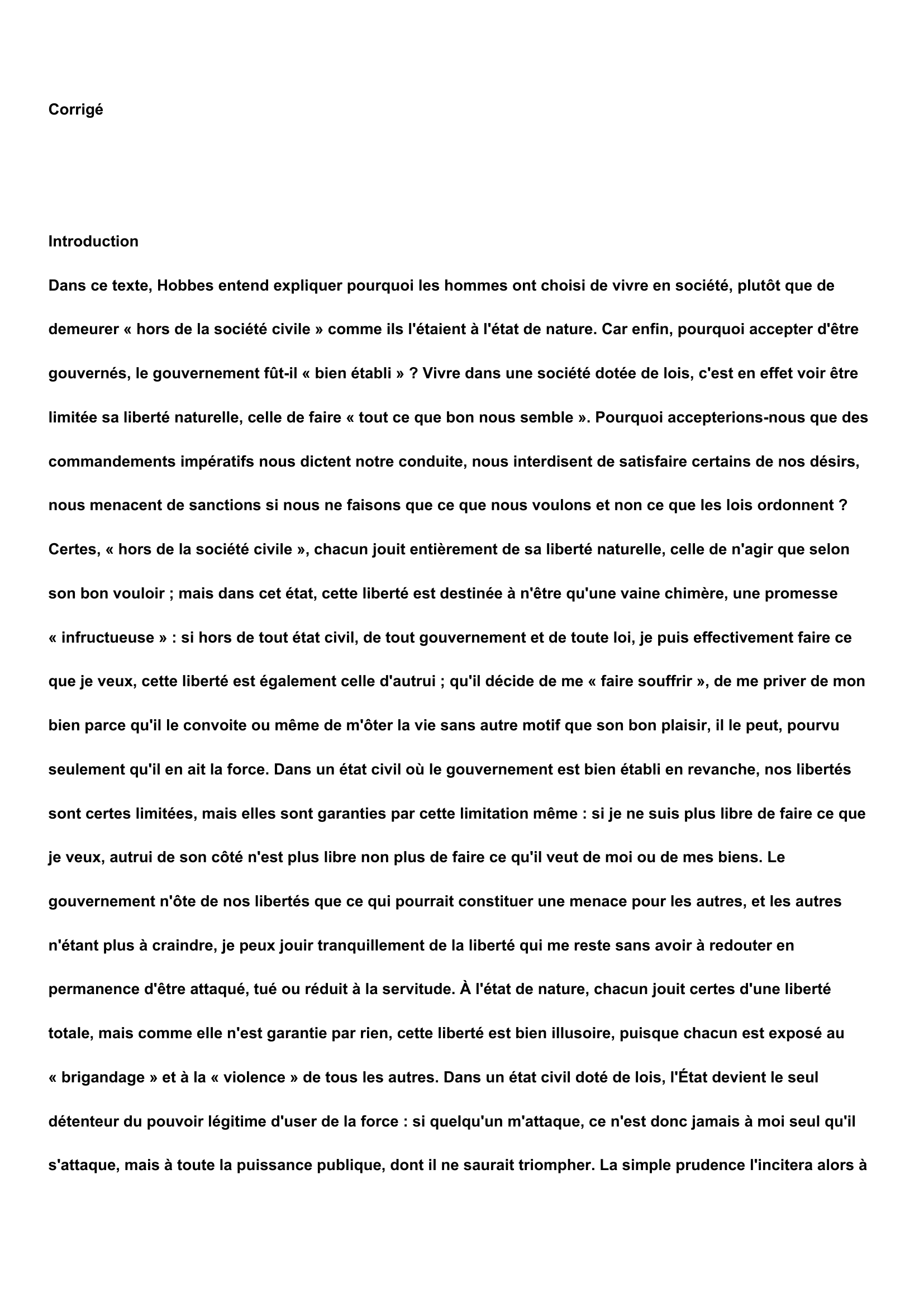 Prévisualisation du document Texte de Hobbes philo