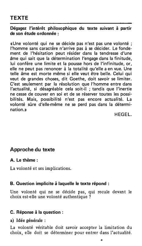 Prévisualisation du document TEXTE
Dégagez l'intérêt philosophique du texte suivant à partir
de son étude ordonnée
«Une volonté qui ne se décide pas...