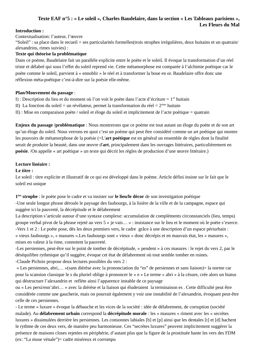 Prévisualisation du document Texte EAF n°5 : « Le soleil », Charles Baudelaire, dans la section « Les Tableaux parisiens »,  Les Fleurs du Mal