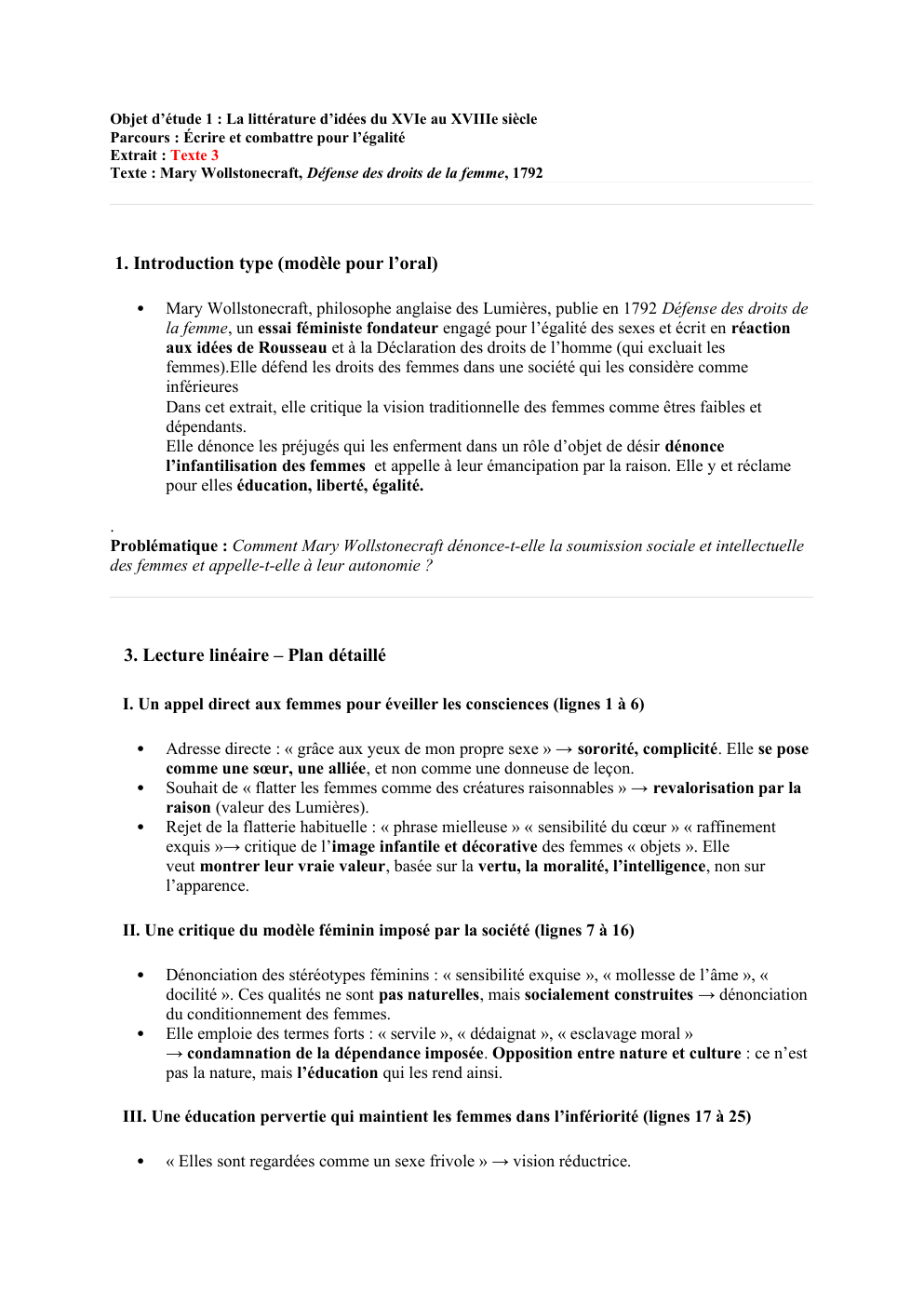 Prévisualisation du document Texte : Mary Wollstonecraft, Défense des droits de la femme, 1792
