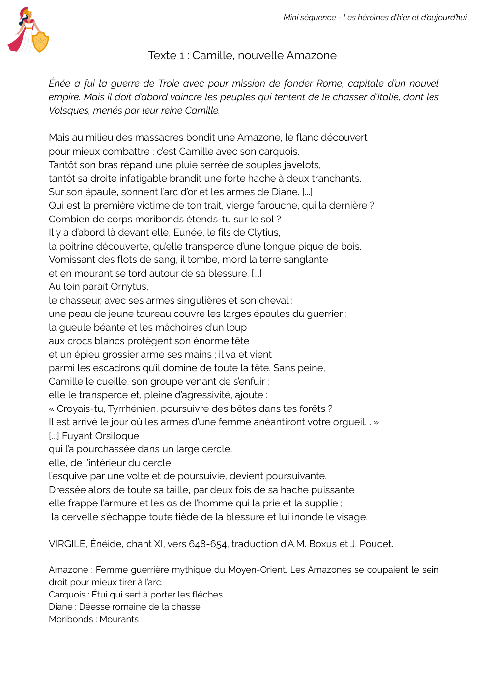 Prévisualisation du document Texte sur Camille l'Amazone