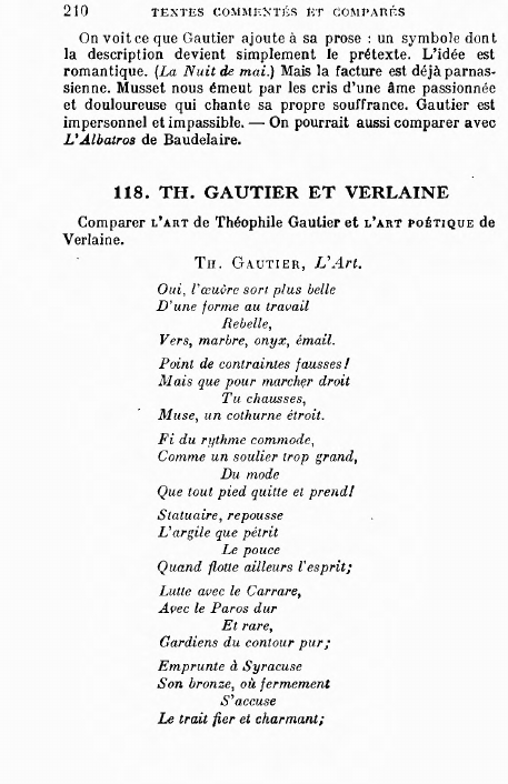 Prévisualisation du document TH. GAUTIER ET VERLAINEComparer l’art de Théophile Gautier et l’art poétique de Verlaine.Th. Gautier, L'Art.