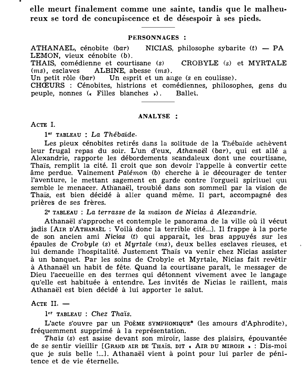 Prévisualisation du document THAÏS de J. Massenet (résumé et analyse de l’œuvre – Répertoire lyrique)