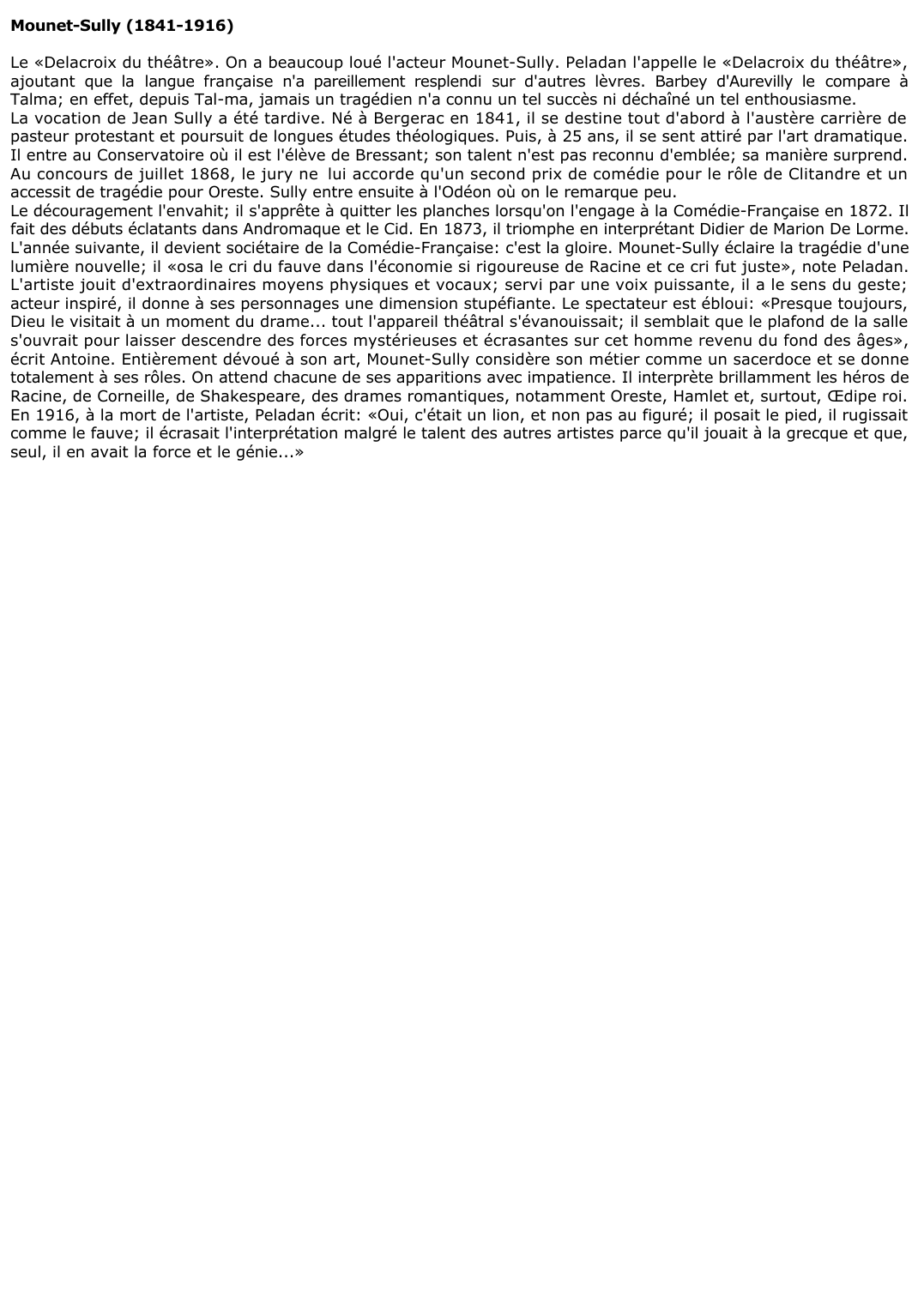 Prévisualisation du document 	THEATRE & CINEMA: Mounet-Sully (1841-1916)
