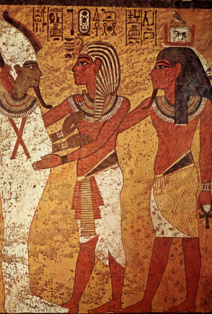 Prévisualisation du document THEBES
Tombe de Toutankhamon
Vallée des rois:	Le Roi accueilli
par Osiris.