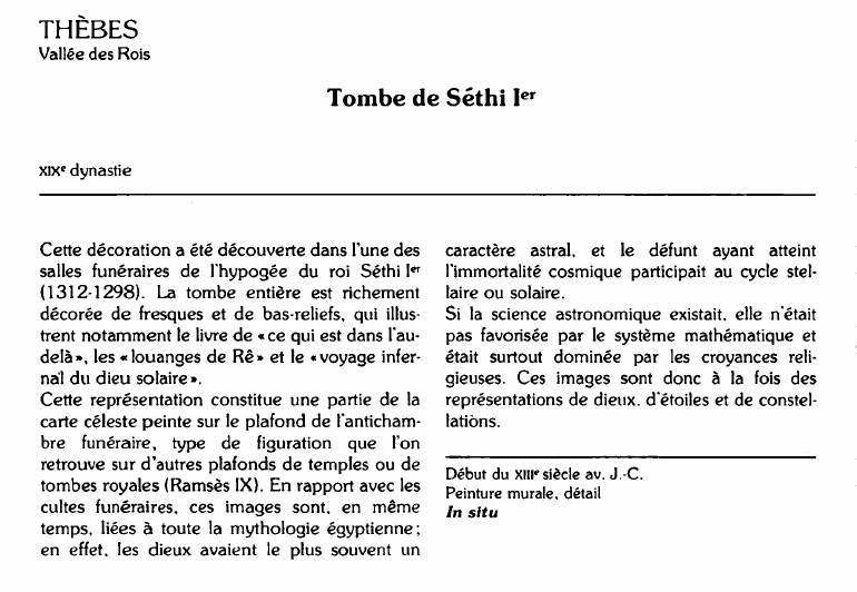 Prévisualisation du document THÈBESVallée des Rois:Tombe de Séthi Ier.