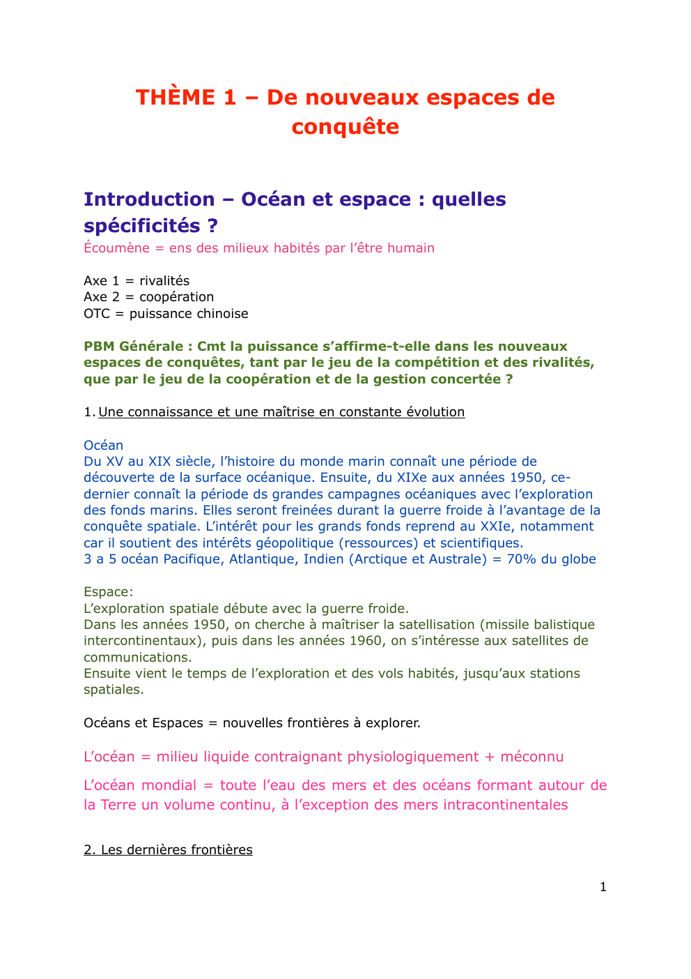 Prévisualisation du document THÈME 1 – De nouveaux espaces de conquête Introduction – Océan et espace : quelles spécificités ?