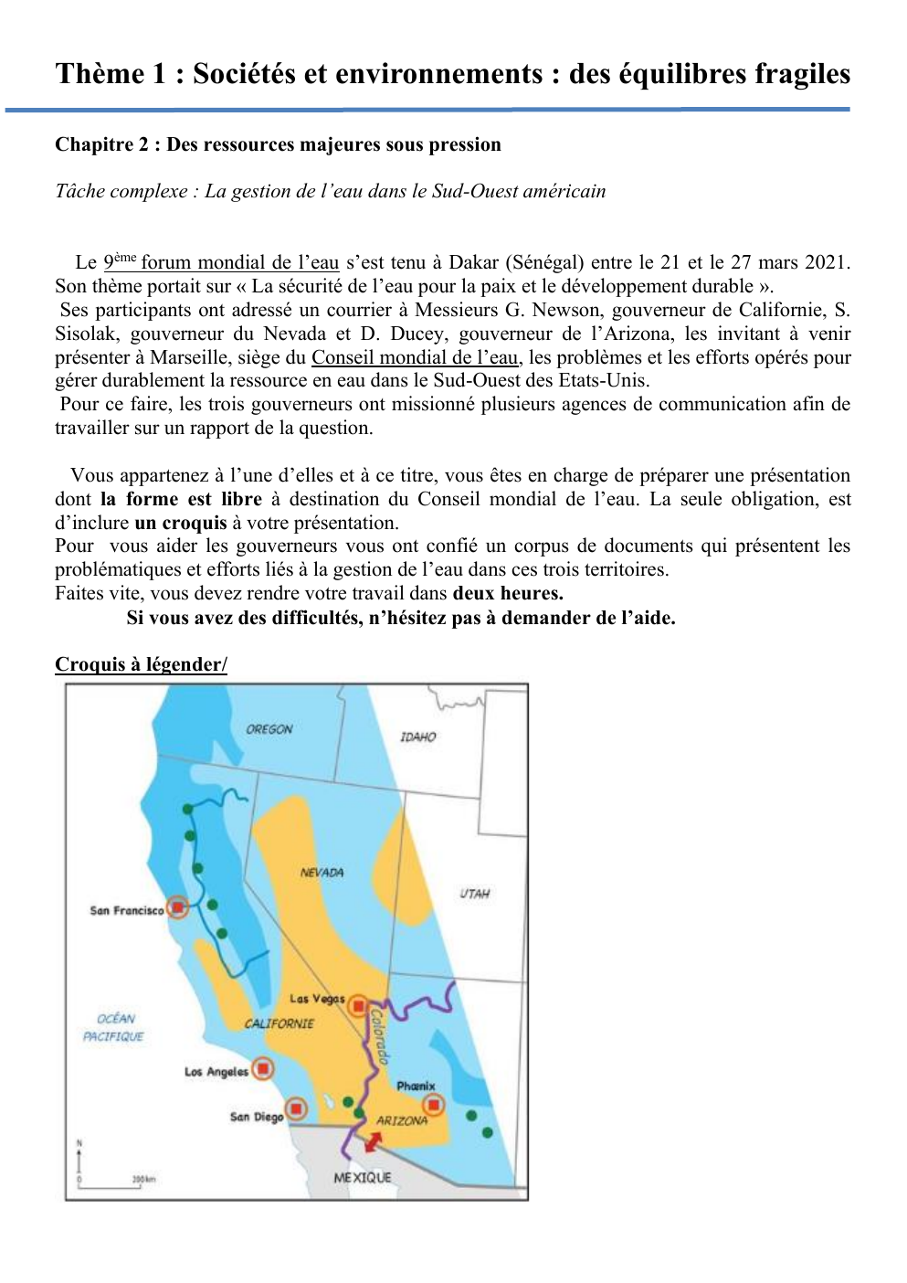 Prévisualisation du document Thème 1 : Sociétés et environnements : des équilibres fragiles Chapitre 2 : Des ressources majeures sous pression