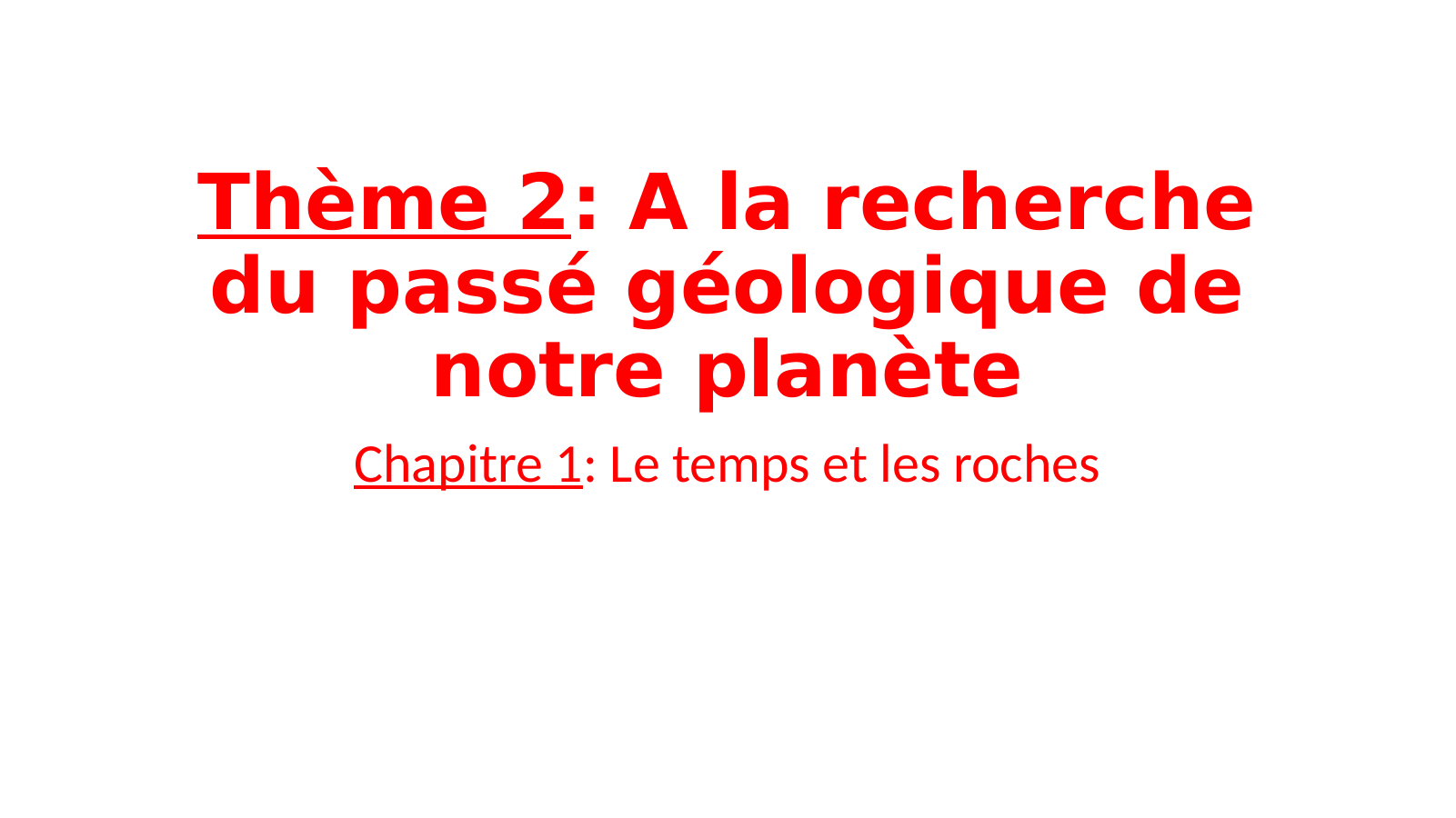 Prévisualisation du document Thème 2: A la recherche du passé géologique de notre planète Chapitre 1: Le temps et les roches