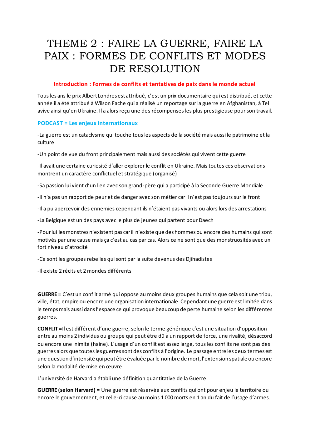 Prévisualisation du document THEME 2 : FAIRE LA GUERRE, FAIRE LA PAIX : FORMES DE CONFLITS ET MODES DE RESOLUTION