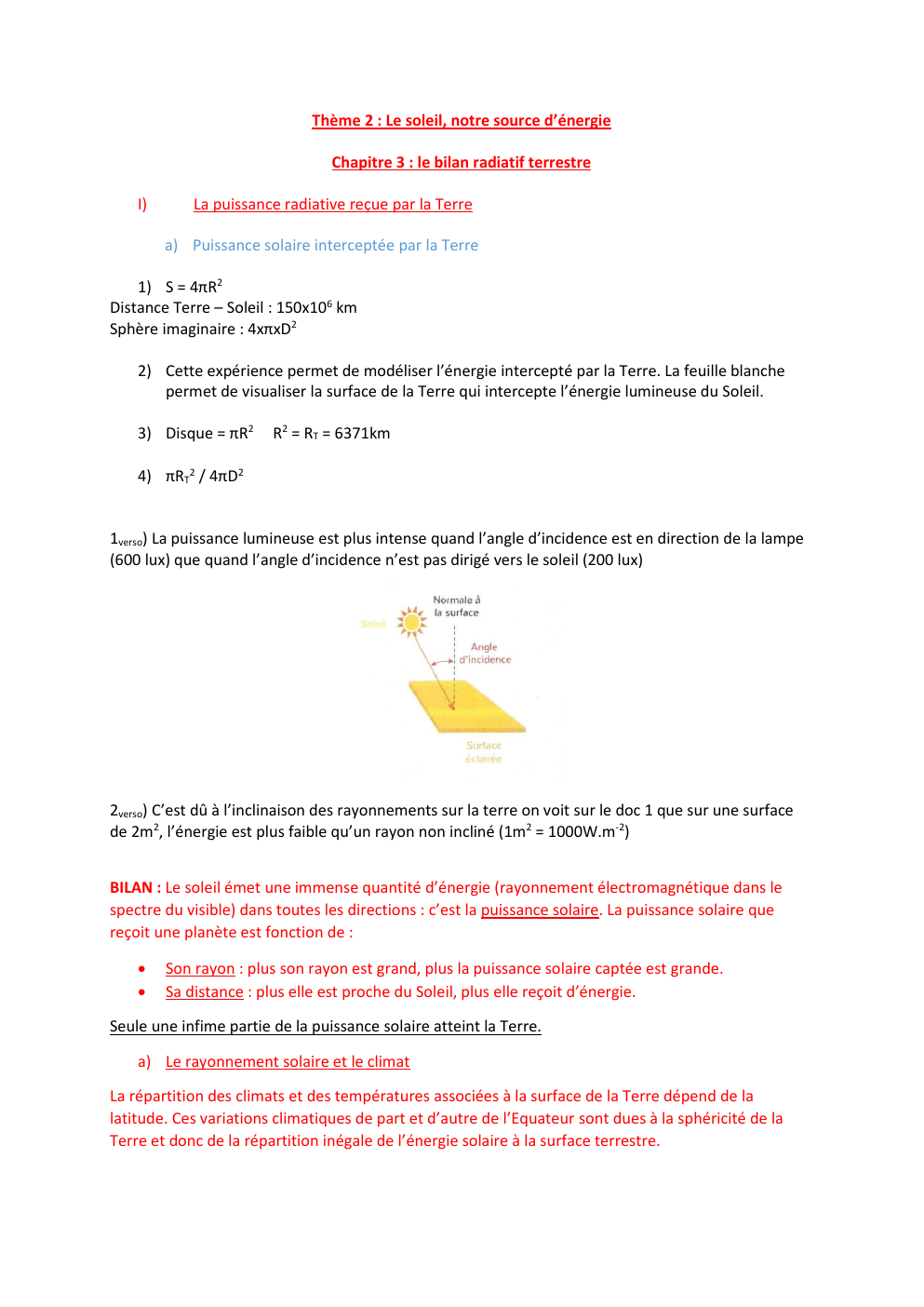 Prévisualisation du document Thème 2 : Le soleil, notre source d’énergie Chapitre 3 : le bilan radiatif terrestre