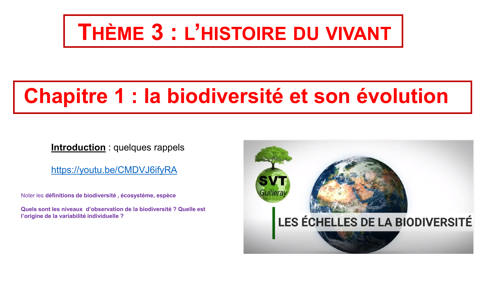 Prévisualisation du document THÈME 3 : L’HISTOIRE DU VIVANT Chapitre 1 : la biodiversité et son évolution