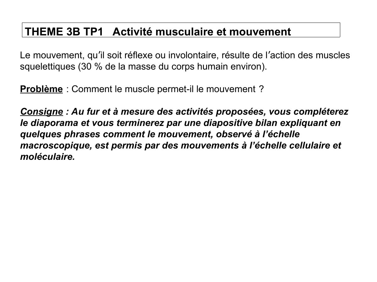 Prévisualisation du document THEME 3B TP1 Activité musculaire et mouvement