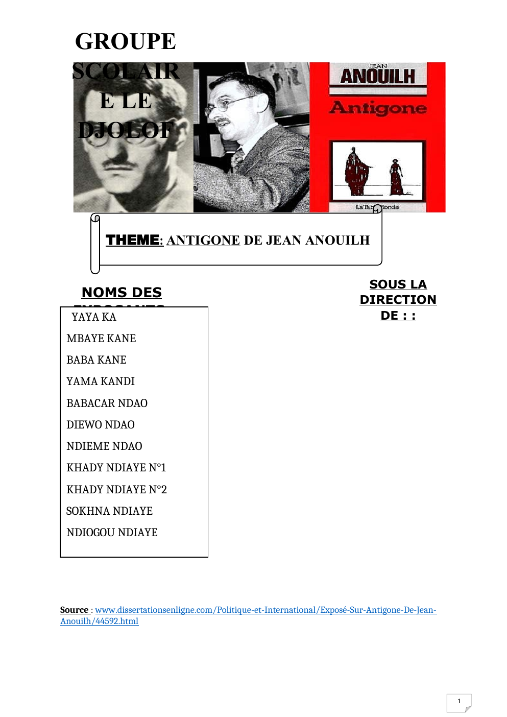 Prévisualisation du document THEME: ANTIGONE DE JEAN ANOUILH