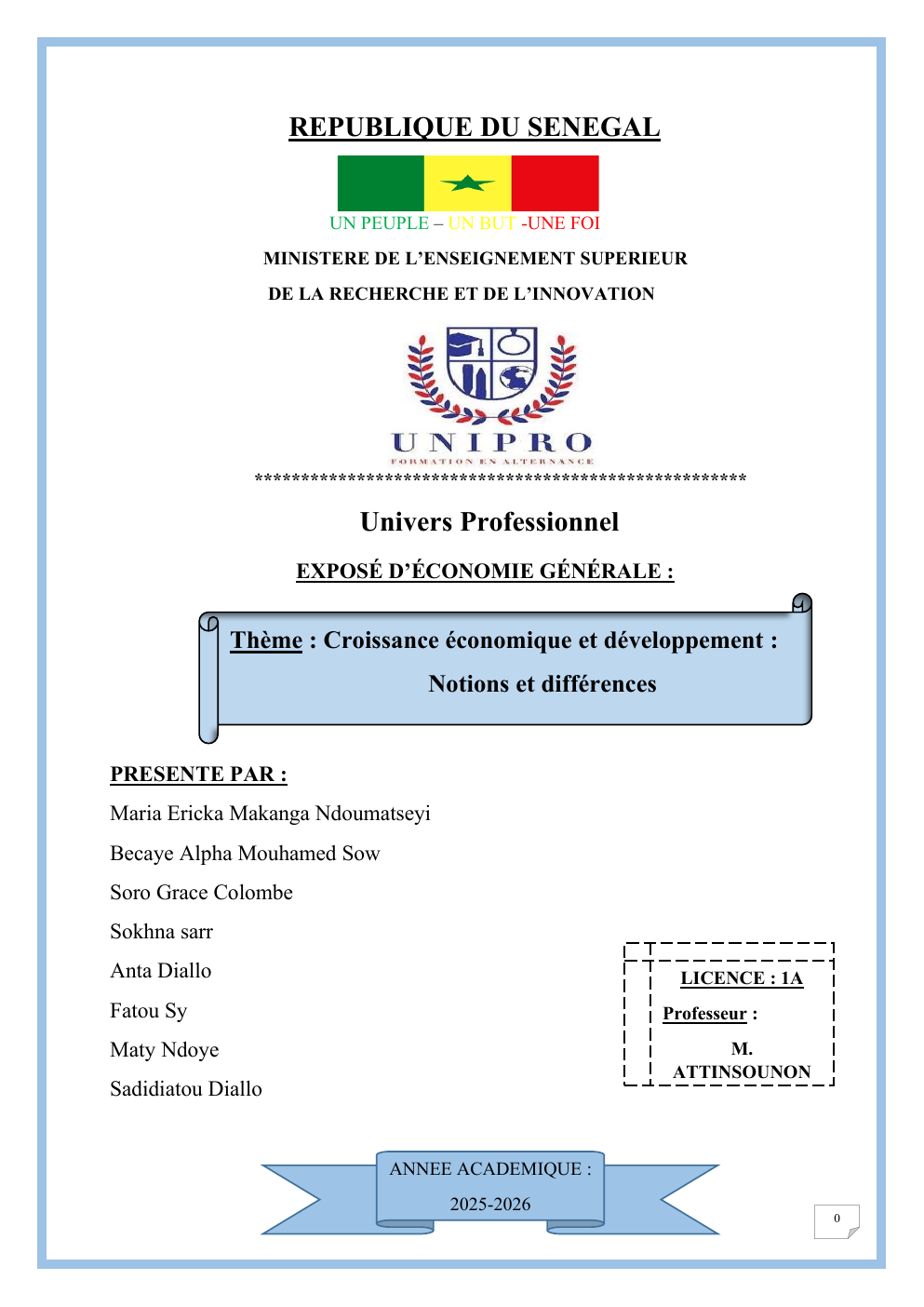 Prévisualisation du document Thème : Croissance économique et développement : Notions et différences