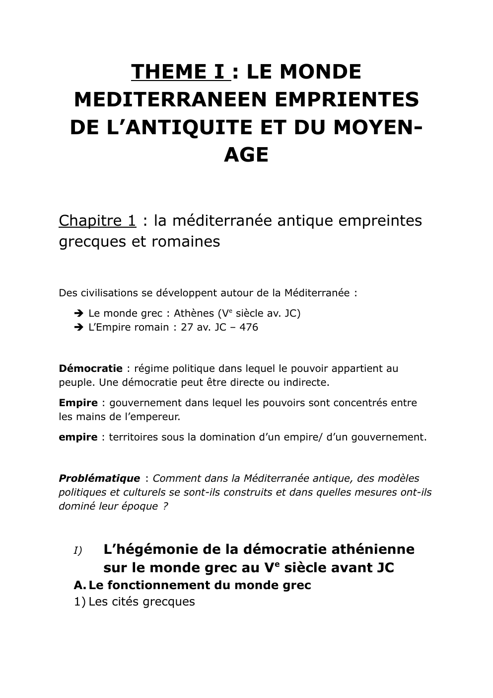 Prévisualisation du document THEME I : LE MONDE MEDITERRANEEN EMPRIENTES DE L’ANTIQUITE ET DU MOYENAGE