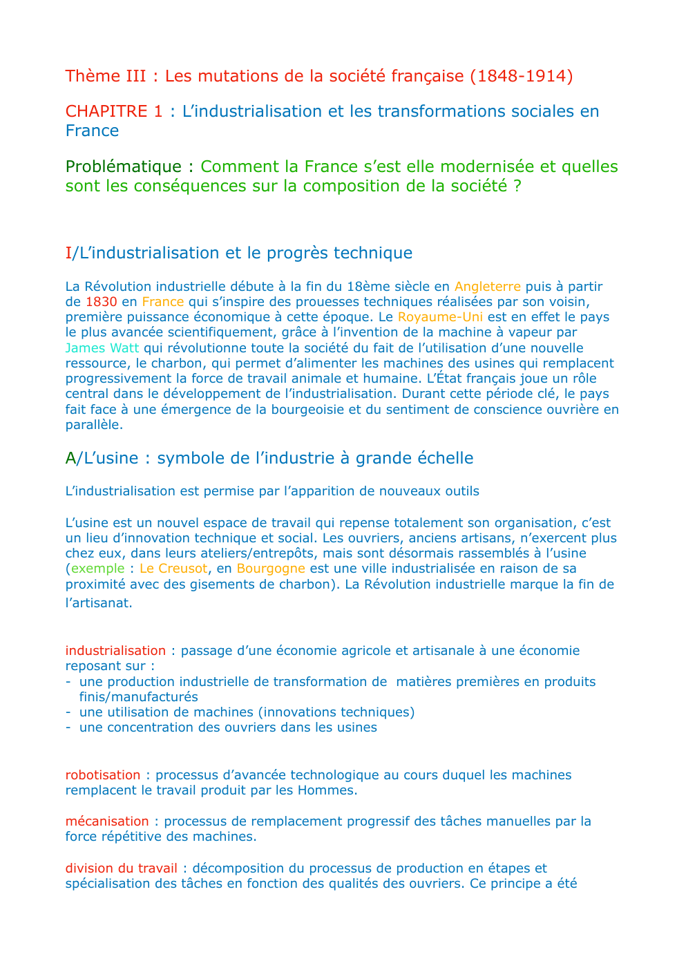 Prévisualisation du document Thème III : Les mutations de la société française (1848-1914) CHAPITRE 1 : L’industrialisation et les transformations sociales en France