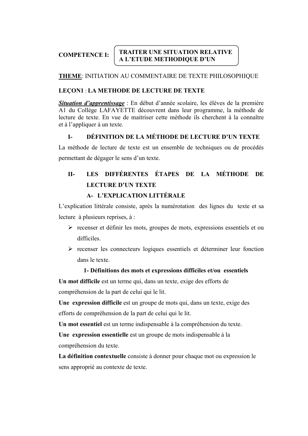 Prévisualisation du document THEME: INITIATION AU COMMENTAIRE DE TEXTE PHILOSOPHIQUE