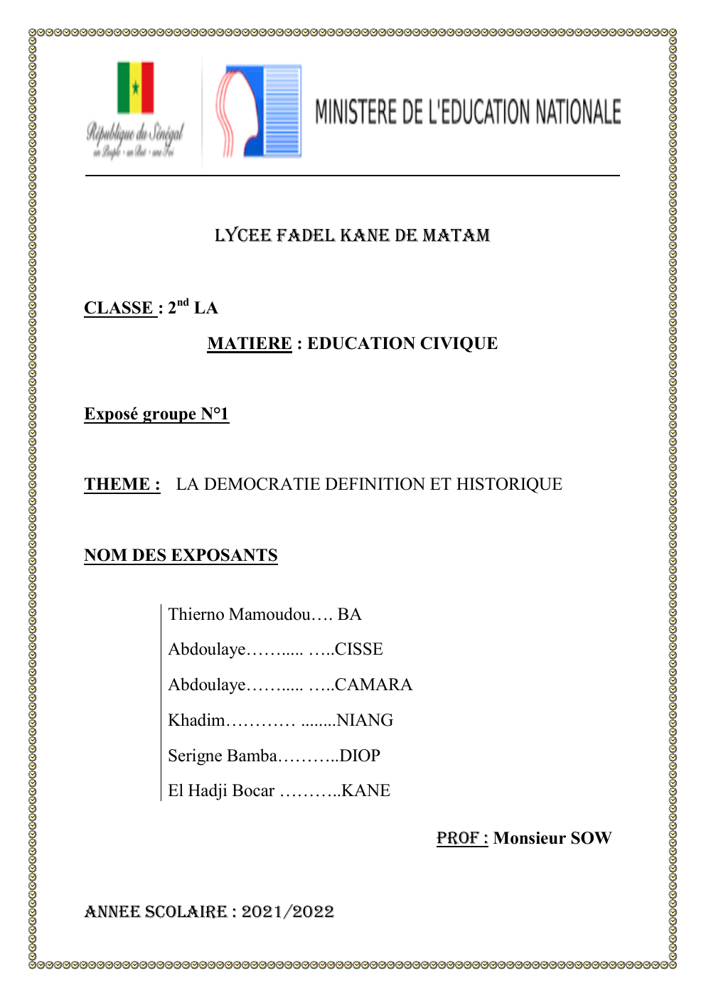 Prévisualisation du document THEME : LA DEMOCRATIE DEFINITION ET HISTORIQUE