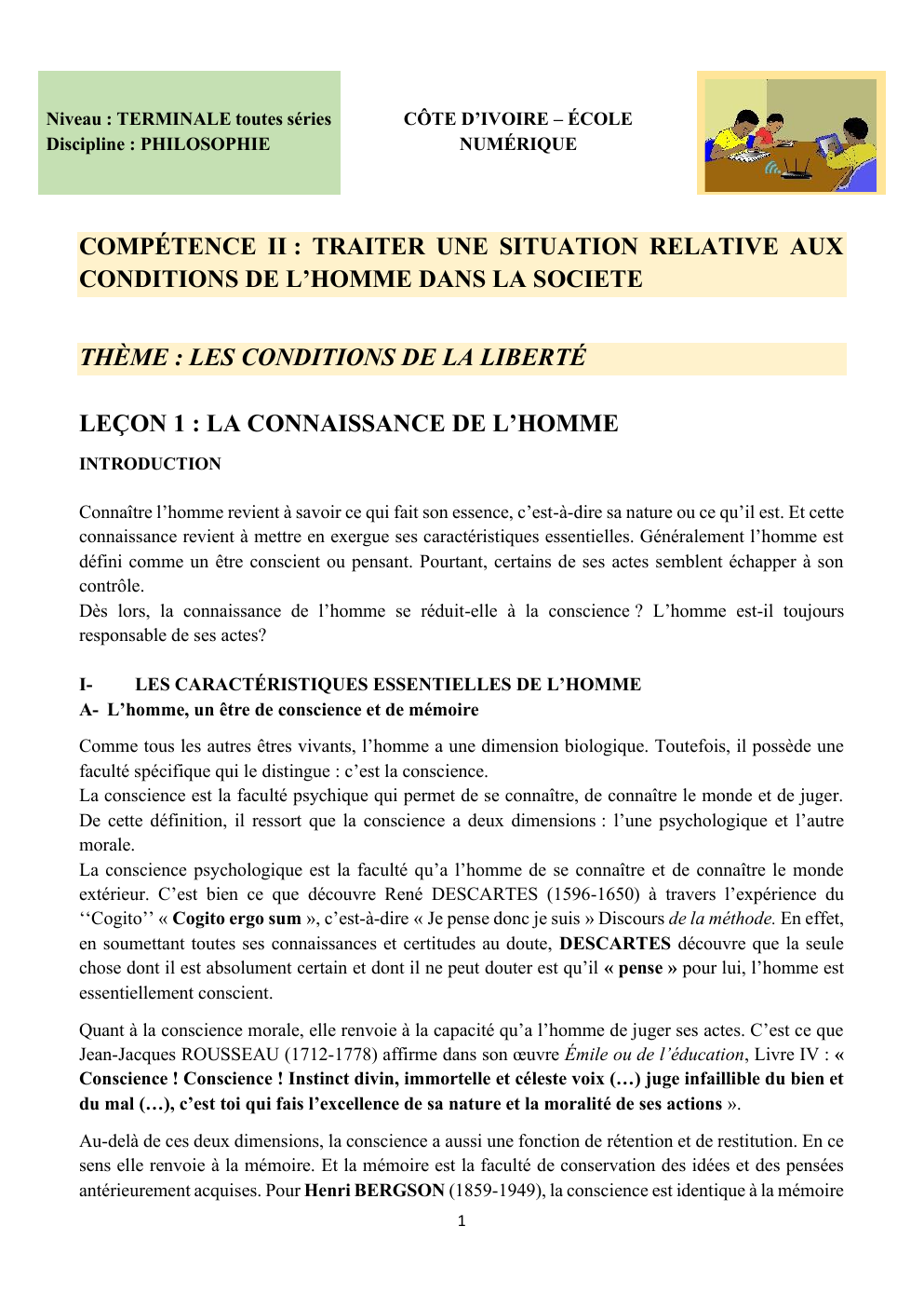 Prévisualisation du document THÈME : LES CONDITIONS DE LA LIBERTÉ