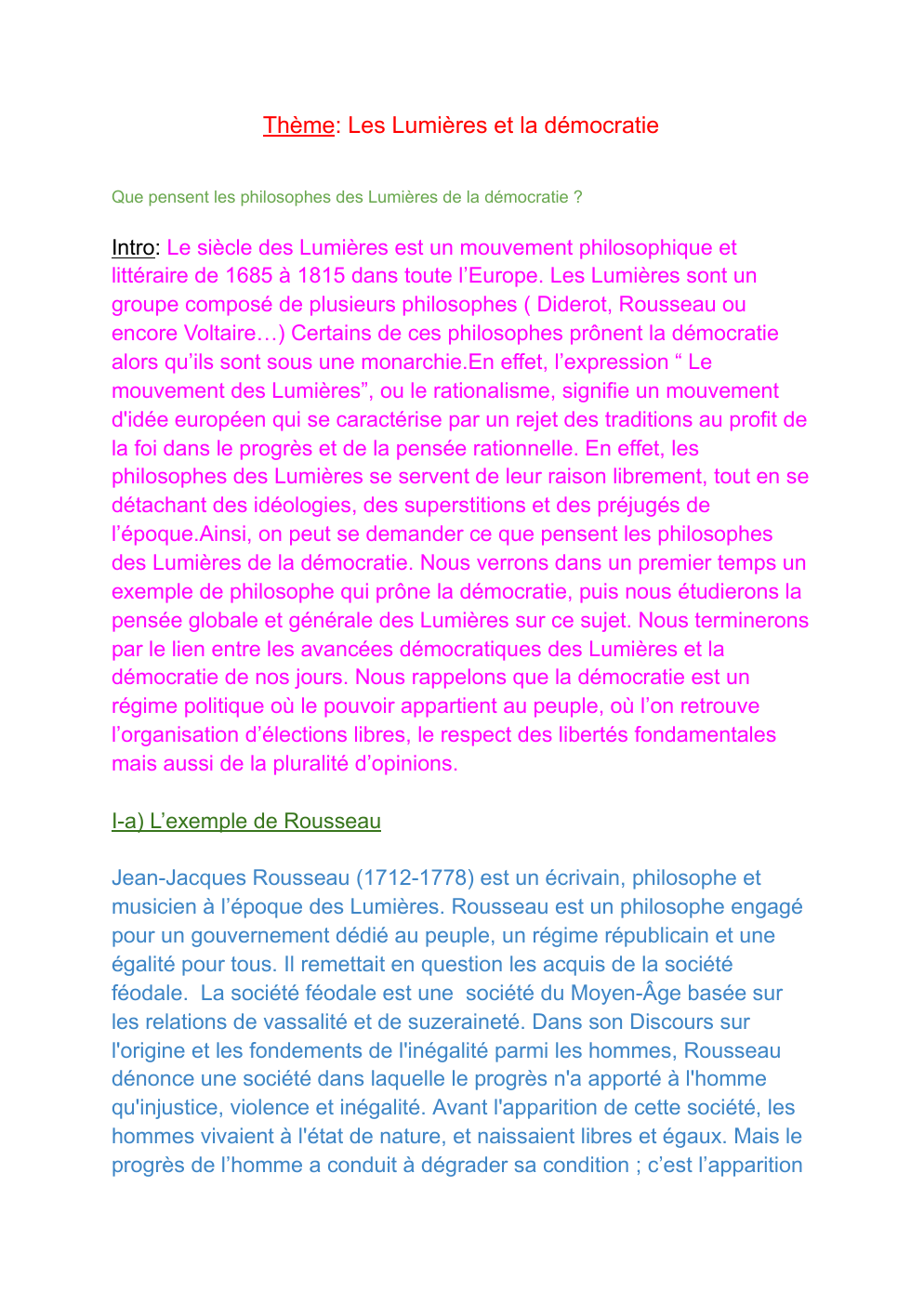 Prévisualisation du document Thème: Les Lumières et la démocratie Que pensent les philosophes des Lumières de la démocratie ?