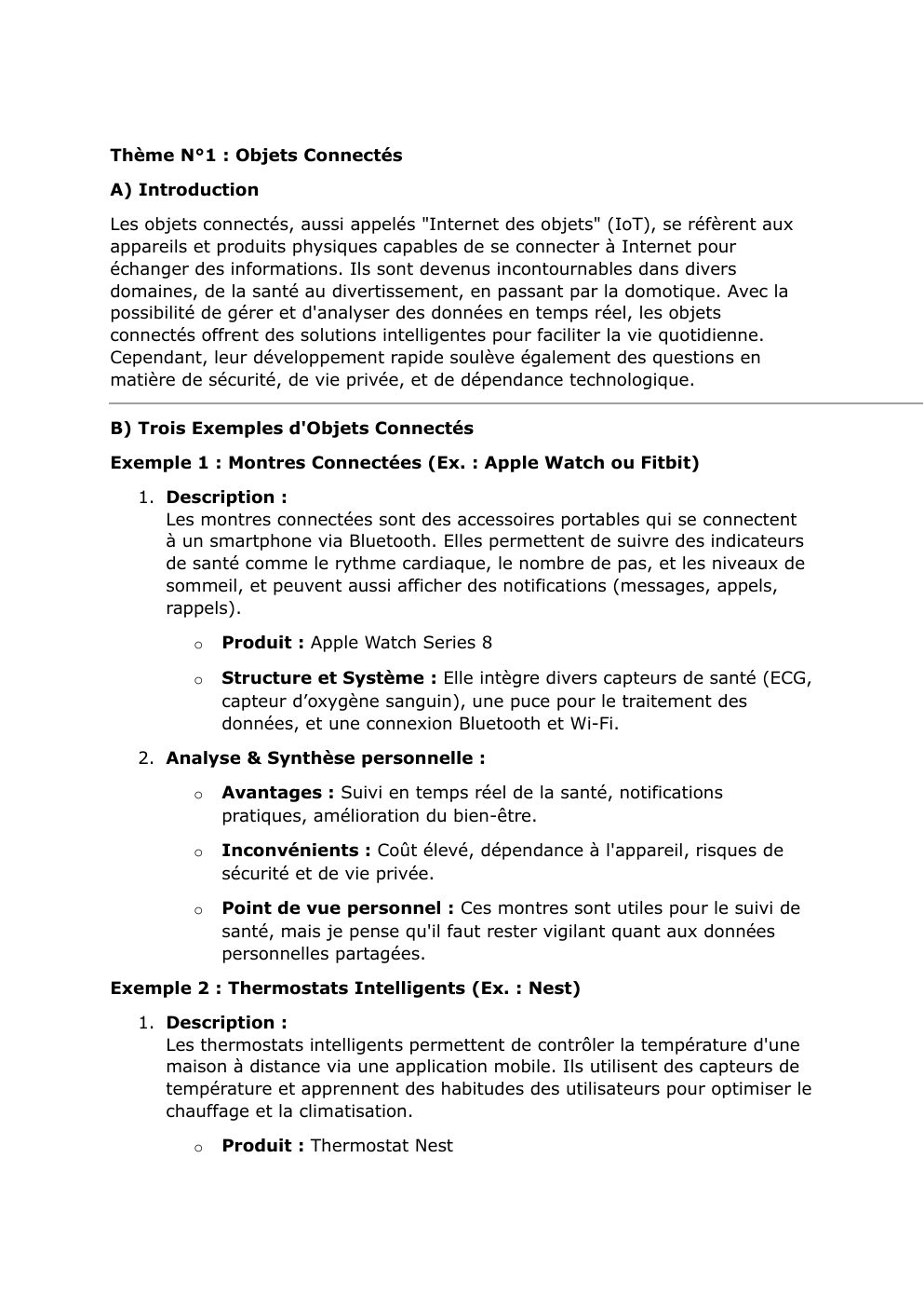 Prévisualisation du document Thème N°1 : Objets Connectés
