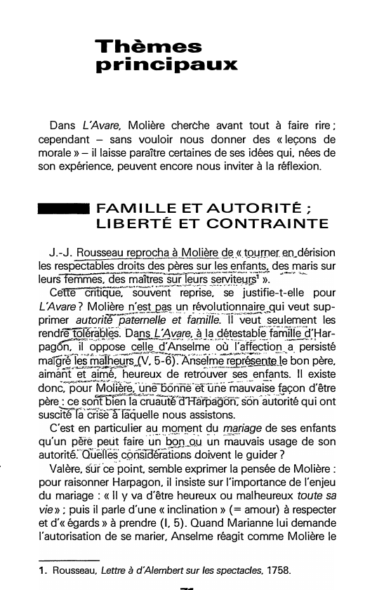 Prévisualisation du document Thèmes principaux de L'Avare de Molière