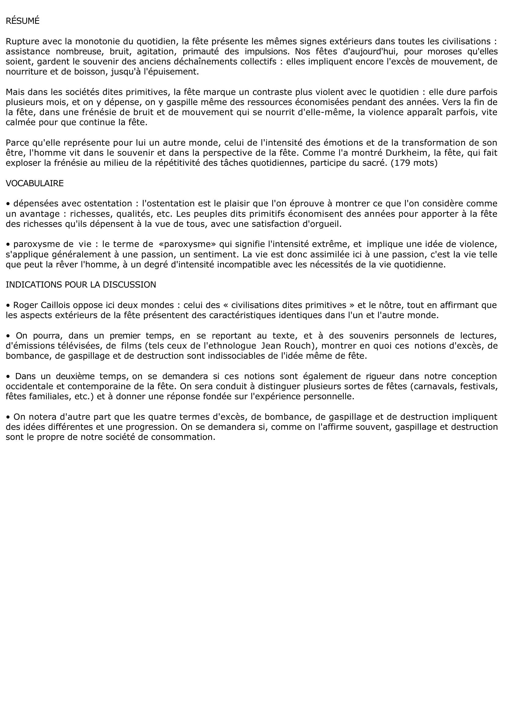 Prévisualisation du document THÉORIE DE LA FÊTE - Roger Caillois