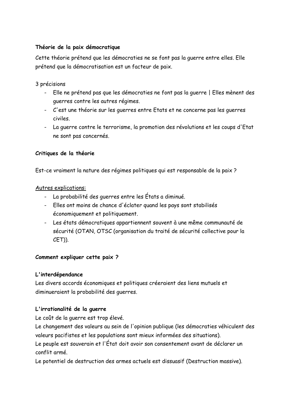 Prévisualisation du document Théorie de la paix démocratique