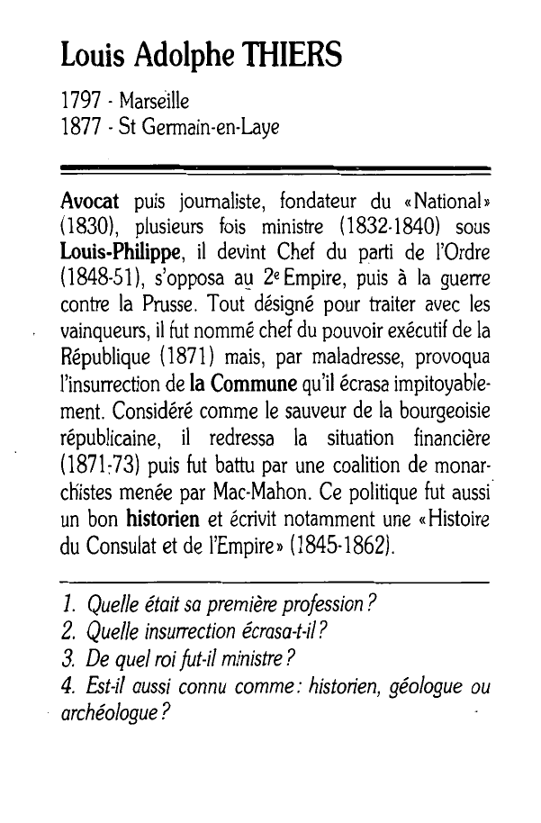 Prévisualisation du document Thiers, Louis, Adolphe
