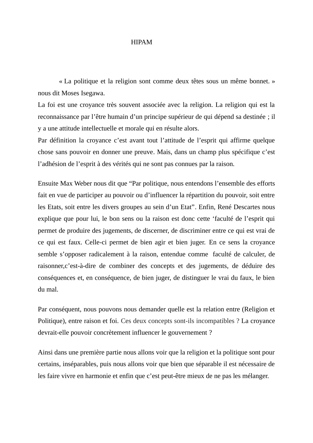 Prévisualisation du document Thomas d'Aquin Augustin: Politique et Religion