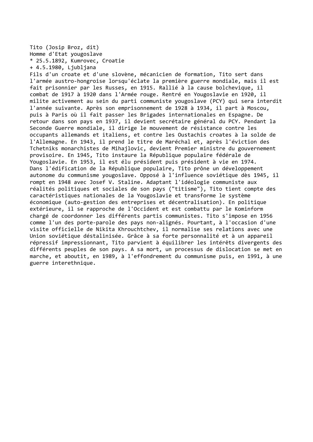 Prévisualisation du document Tito (Josip Broz, dit)
