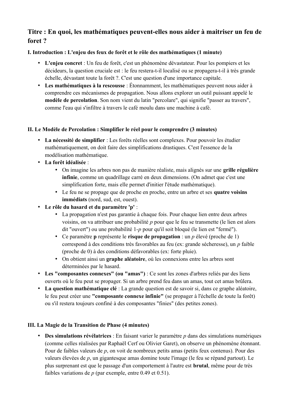 Prévisualisation du document Titre : En quoi, les mathématiques peuvent-elles nous aider à maitriser un feu de foret ?