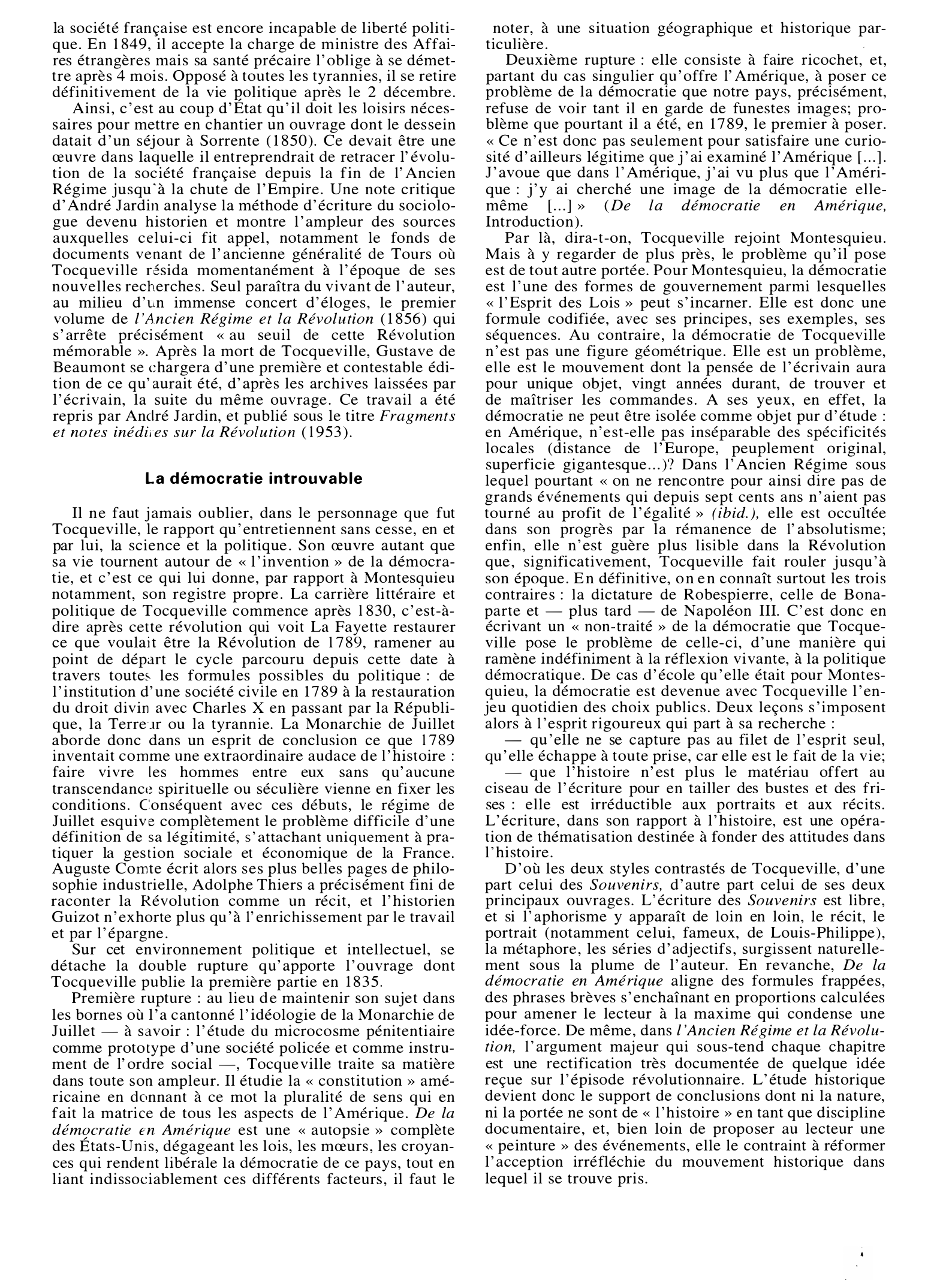 Prévisualisation du document TOCQUEVILLE Charles Alexis Henri Clérel de (vie et oeuvre)