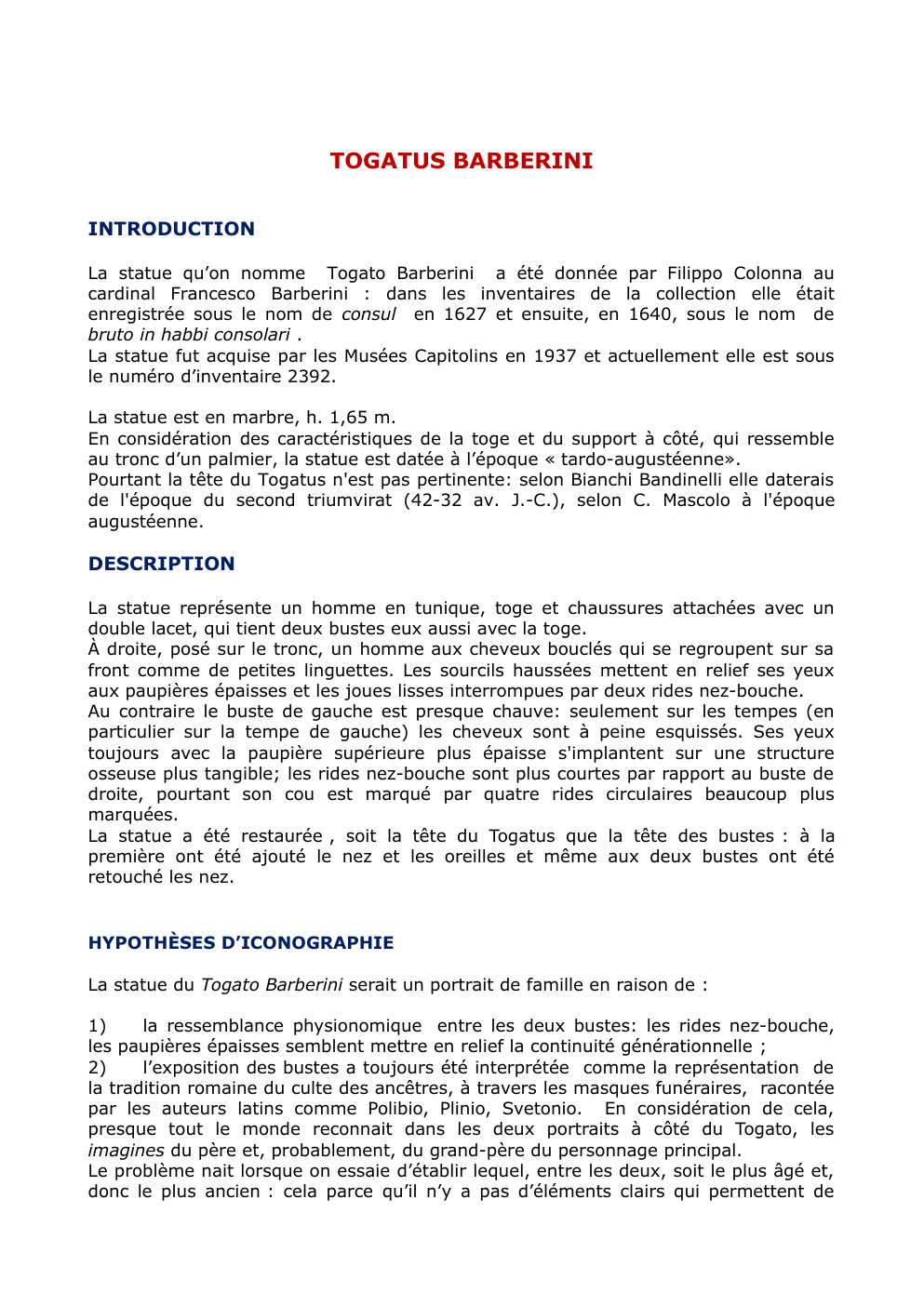 Prévisualisation du document Togato Barberini