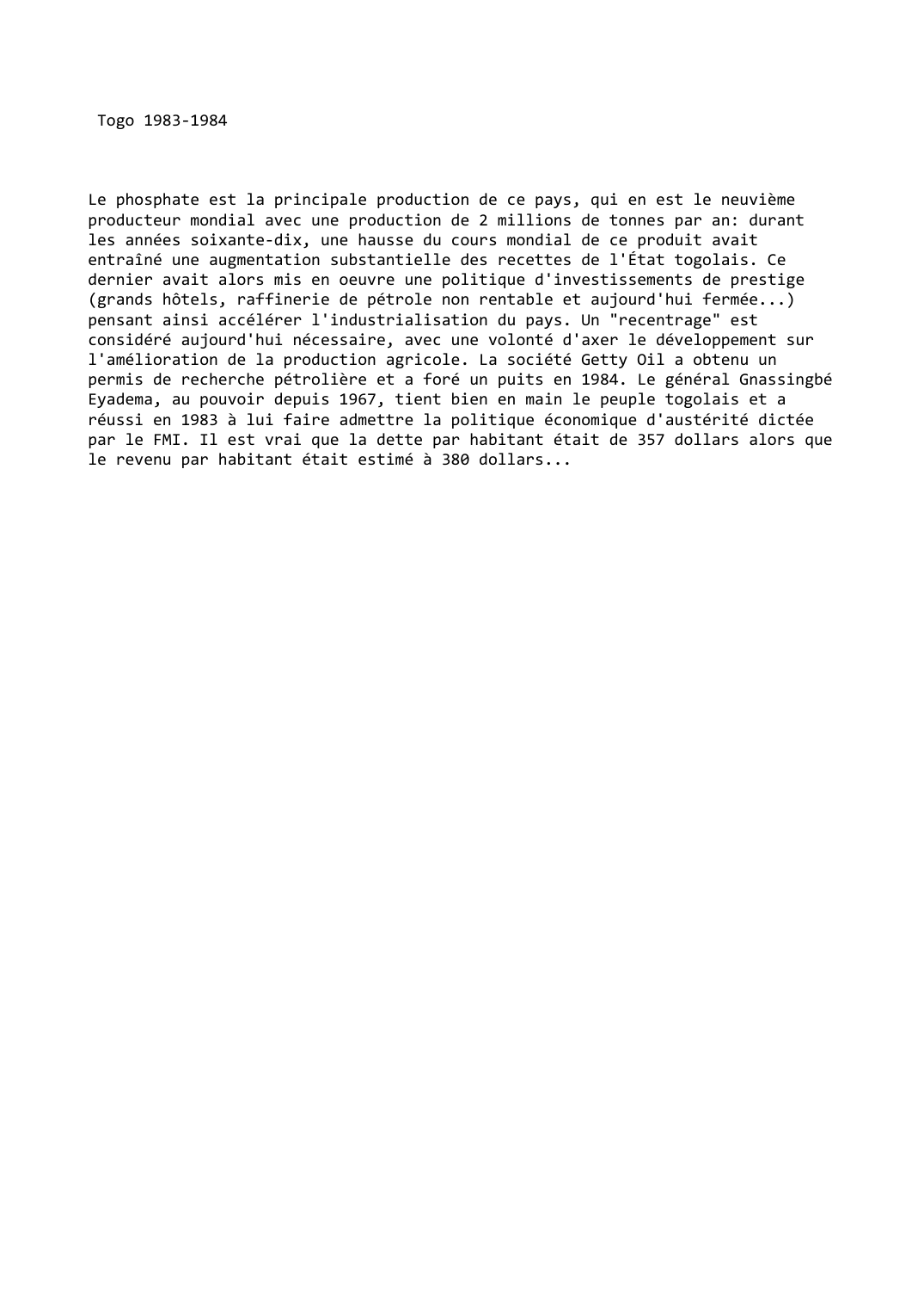 Prévisualisation du document Togo 1983-1984