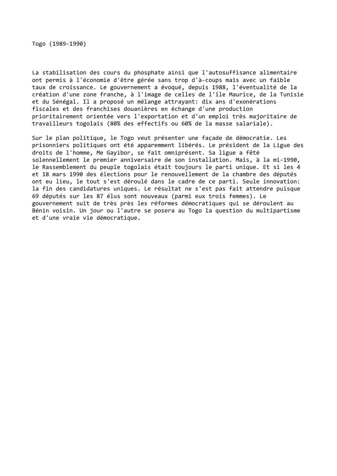 Prévisualisation du document Togo (1989-1990)